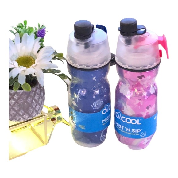 Pack of 2 -O2COOL Mist 'N Sip Kids Squeeze Misting Water Bottle 12 oz Owls - Picture 2 of 6